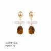 Fashion Baroque Pearl Golden Tiger Eye Stone S925 Silver Drop Earrings for Girls Trendy Jewelry for Women Ladies Wholesale