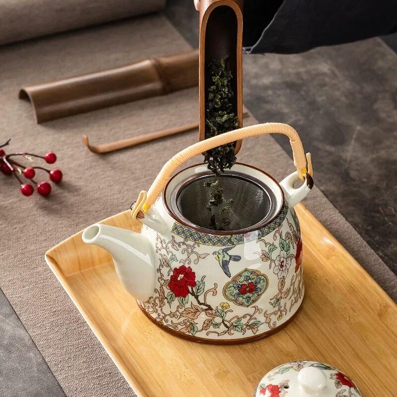 Anmu Chinese Ceramic & Pottery Kung Fu Tea Set with Tray
