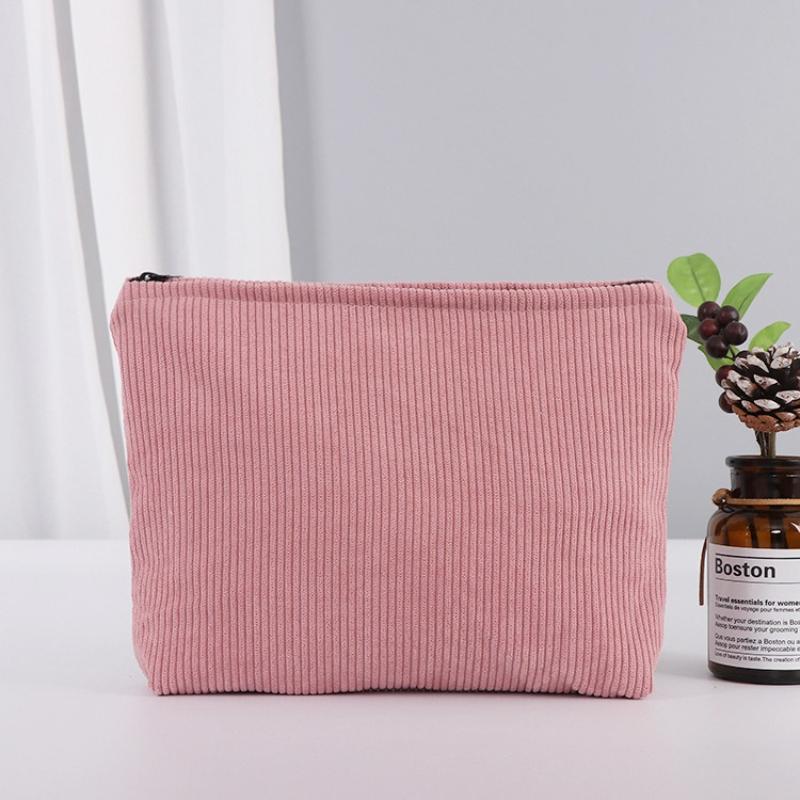 Women Large Capacity Zipper Make Up Organizer Storage Clutch Corduroy Travel Cosmetic Bag Portable Makeup Storage Bag Purses
