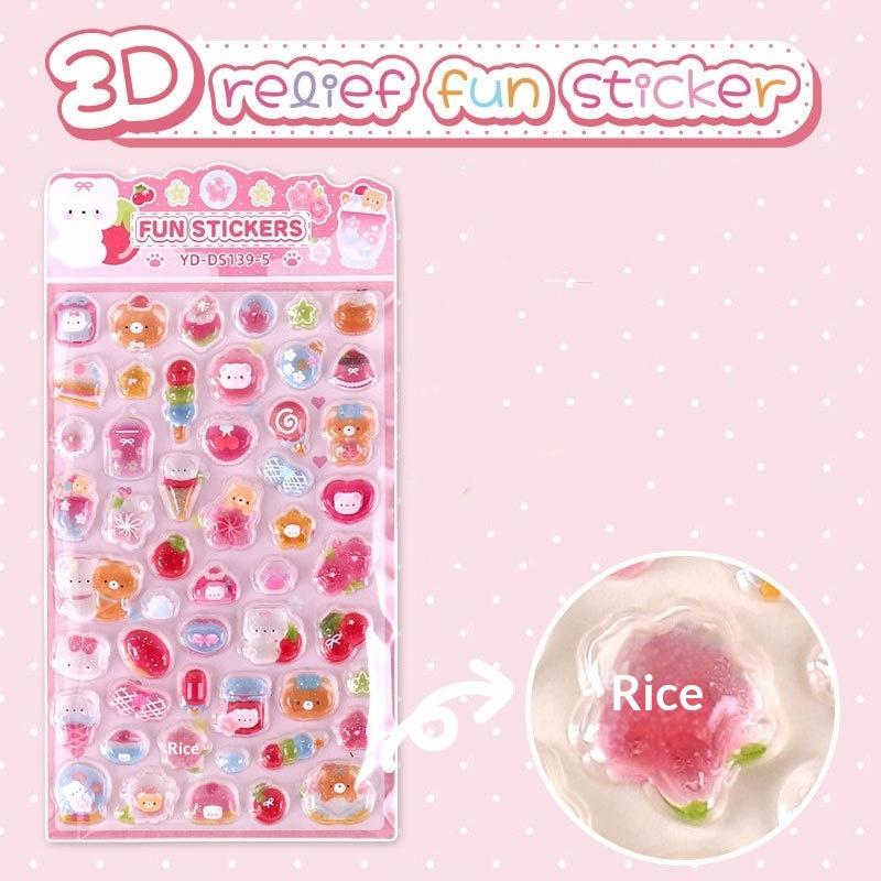 

1/6Pcs Cute Cartoon Animals 3D Relief Stickers Reusable Patch For Scrapbooks Planner Journals Laptops Phone Case Diy Stickers as the picture