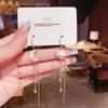 1 Pair Dangle Earrings Bowknot Shape Shining Rhinestones Lady Earrings Heart Imitation Pearls Tassel Jewelry Accessory