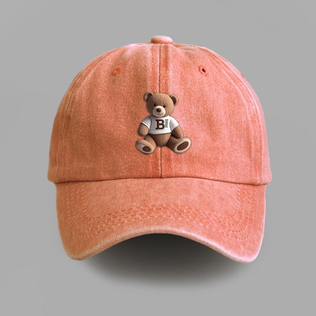 Roztomilá kšiltovka s horkou ražbou medvídka, pánská a dámská, vysokoškolský styl, sluneční klobouk, pár, univerzální kšiltovka, vlna