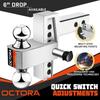 Adjustable Aluminum Tow Hitch for 2-Inch Receiver, 6-Inch Drop/Rise, 12,500 LBS GTW with Anti-Theft Locking Pins