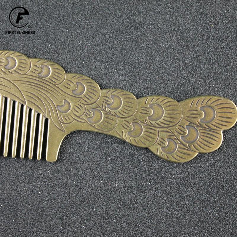 Brass Copper Peacock Clouds Fine-Tooth Hairdressing Combs Tangled Straight Hair Comb Care Styling Tool Girlfriend Monther