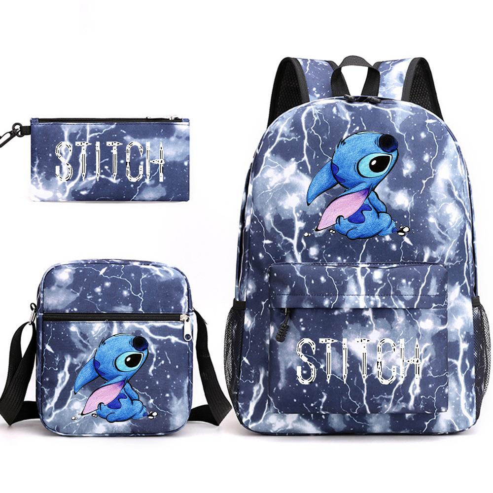 Interstellar Baby Stitch Three-Piece School Bag Cartoon Peripheral Printed Polyester Backpack Student School Bag Leisure Bag