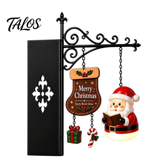 Festive Reading Nook Accents Christmas Bookshelf Hanging Light, Snowman Book Lamp, Metal Decorative Supports Floating Library Lantern Decor,