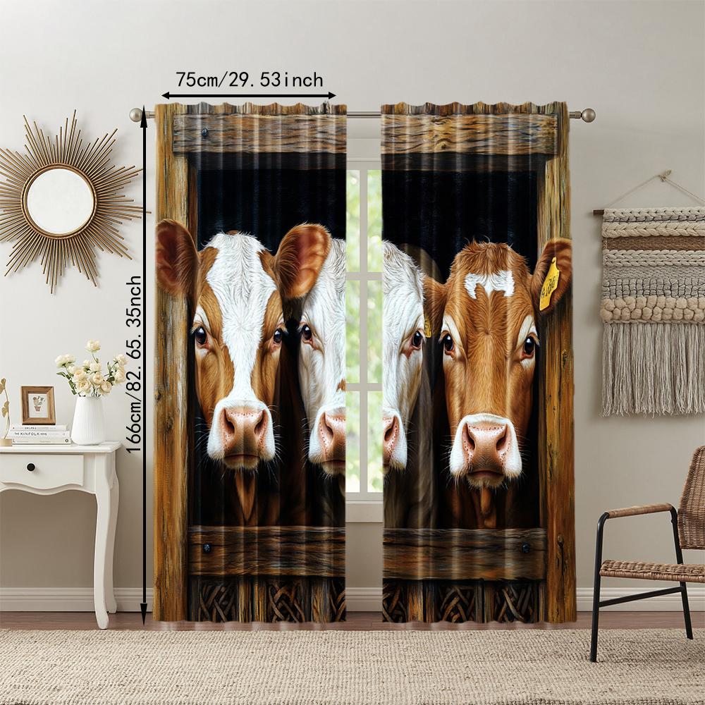 2 szt., wszechstronne poliestrowe przezroczyste zasłony do dekoracji domu Uroczy Czterogłowy Osioł do użytku w sypialniach i salonach