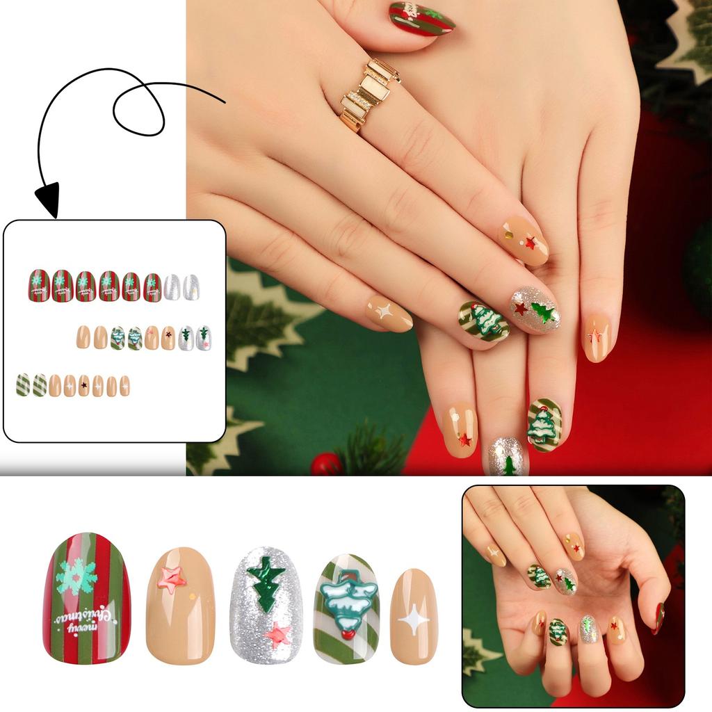 Women's Christmas Snowflake Wearable Nails Wearable Nails Fake Nails NailsGlue 2ml