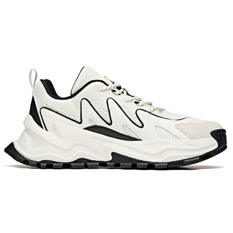 New Anta Hot Cushioning Anti Slip Wear Resistant Breathability Low Top Chunky Sneakers Men's White Black 912118886-2