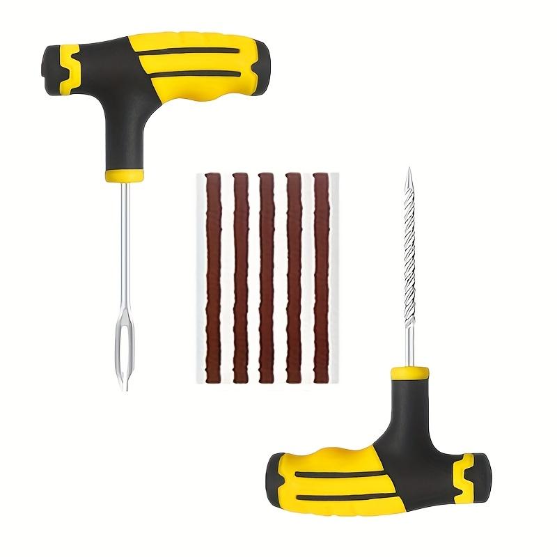 

Durable Emergency Complete Car Tire Repair Kit - Universal for Cars SUVs,Metal Tools Rubber Plugs Adhesive Strips Quick Easy Fix