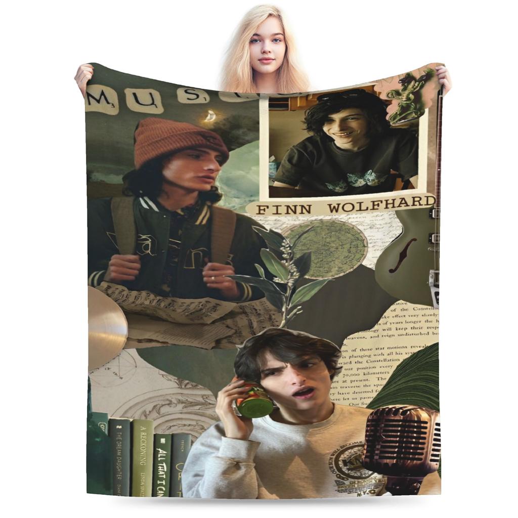 Finn Wolfhard Flanelldecke Winter Musiker Warm Weich Überwurf für Mädchen Jungen Couch Bett Lustige Tagesdecke Sofa Bettbezug