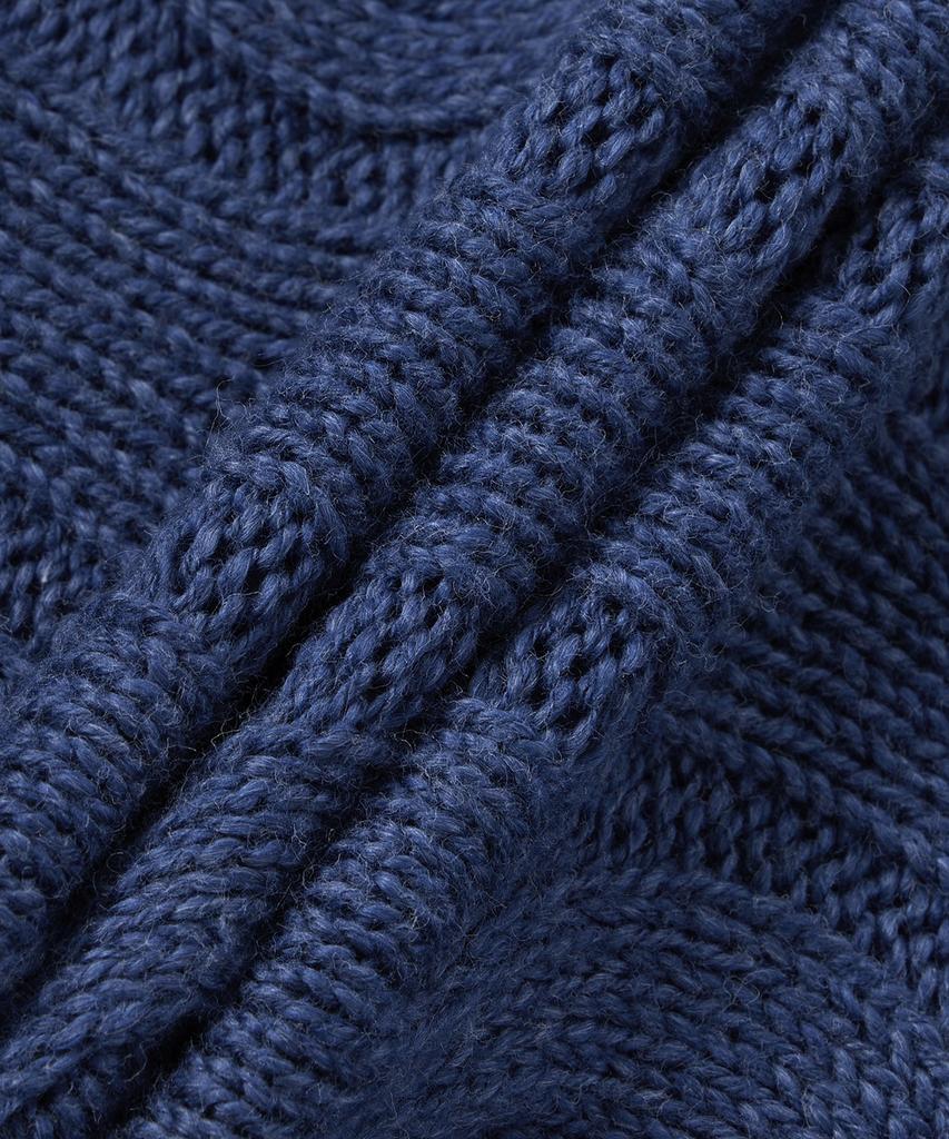 POLO RALPH LAUREN Cable Knit Cotton Quarter Zipper Sweater - Navy