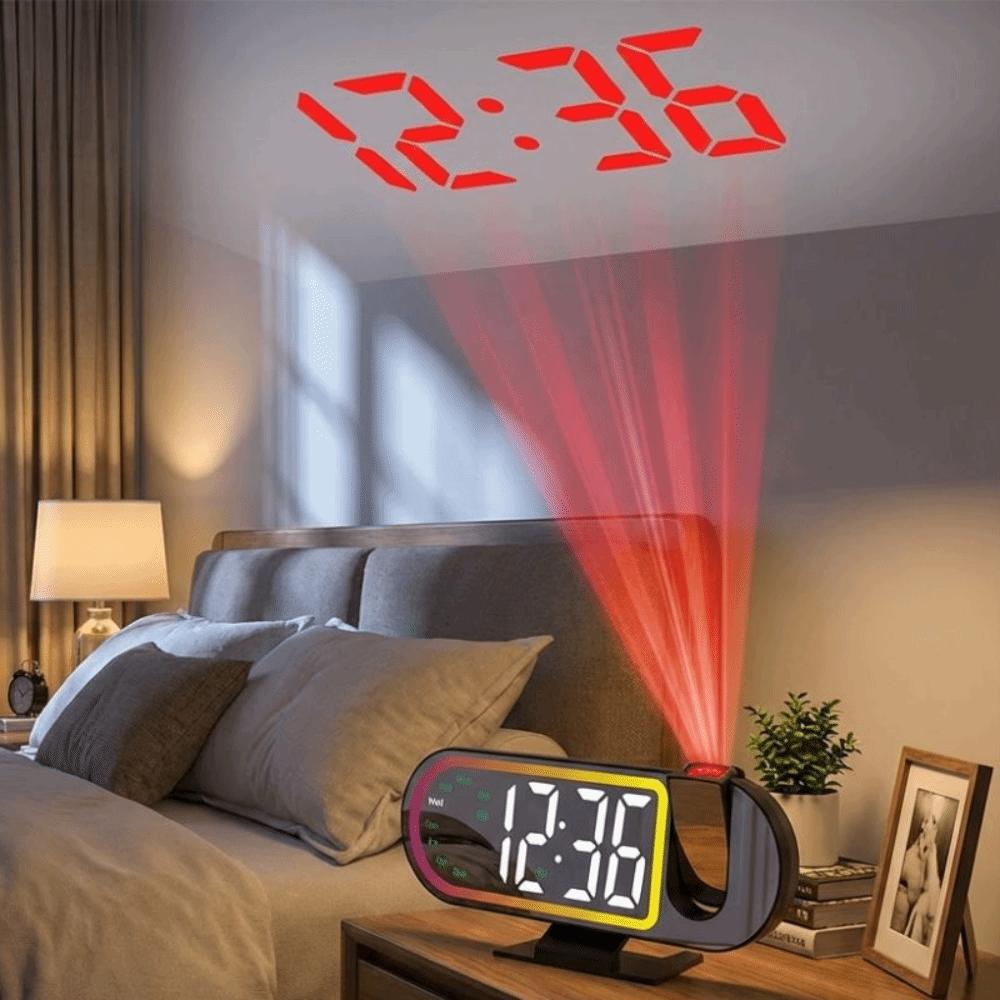 Large Screen Projection Alarm Clock Temperature RGB Mood Light Digital Alarm Clock Clear Time Intelligent Electronic