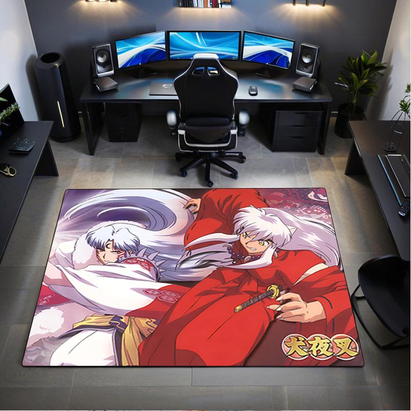 Inuyasha Vs Sesshomaru Carpet Office Decorative Carpet For Living Room Bedroom Door Mat Floor Rug Computer Chair Area Rug Holiday Gift