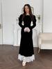 2025 Women's Winter Lace Patchwork Waist-Cinching Slim Dress