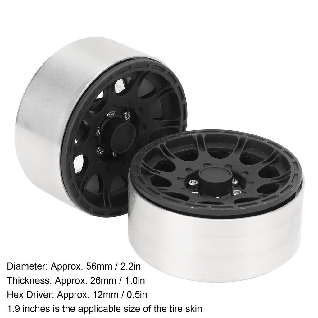 2Pcs 1.9 Inch Wheel Hub Aluminum Alloy Beadlock Wheels Hubs for Scx10 RC Car