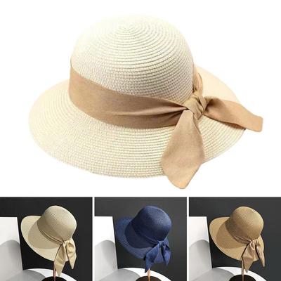 Bowknot Beach Cap Breathable Straw Hat Fashion Summer Sun Hat  for Women