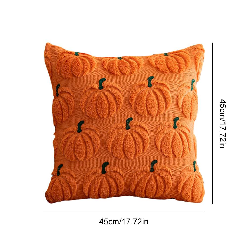 Pumpkin Fall Throw Pillow Covers Embroidery Fluffy Plush Accent Pillow Cases Plush Pillow Case Halloween Farmhouse Home Decor