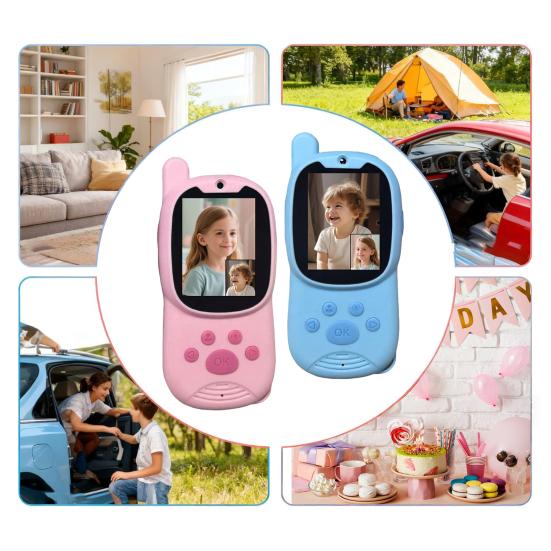 2 Stück Kinder Video-Intercom Spielzeug mit Bildschirm Große Reichweite Handheld Drahtloses Interphon mit Stimmeffekten Innen Außen Jungen Mädchen 2-Wege-Funkgerät Spielzeug