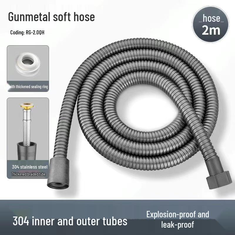 Black Lotus High-Pressure Shower Head with Five Functions and Large Panel