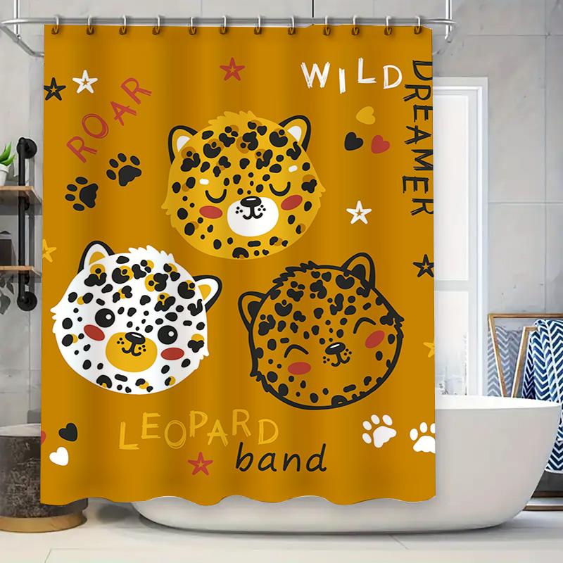 

Vintage Peach Orange Print Shower Curtain Soft Waterproof Fabric For Home Bathroom Decorations W60H190(CM)-1 Pcs