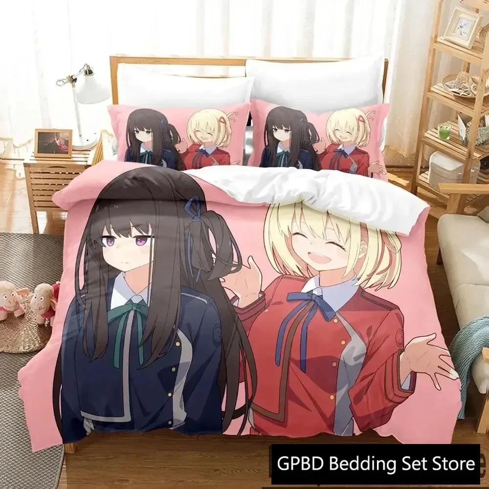

3D Print Anime Lycoris Recoil Comfortable Duvet Quilt Cover Pillowcase Bedding Set Children Bedroom Decoration Home Textile 70x133cm