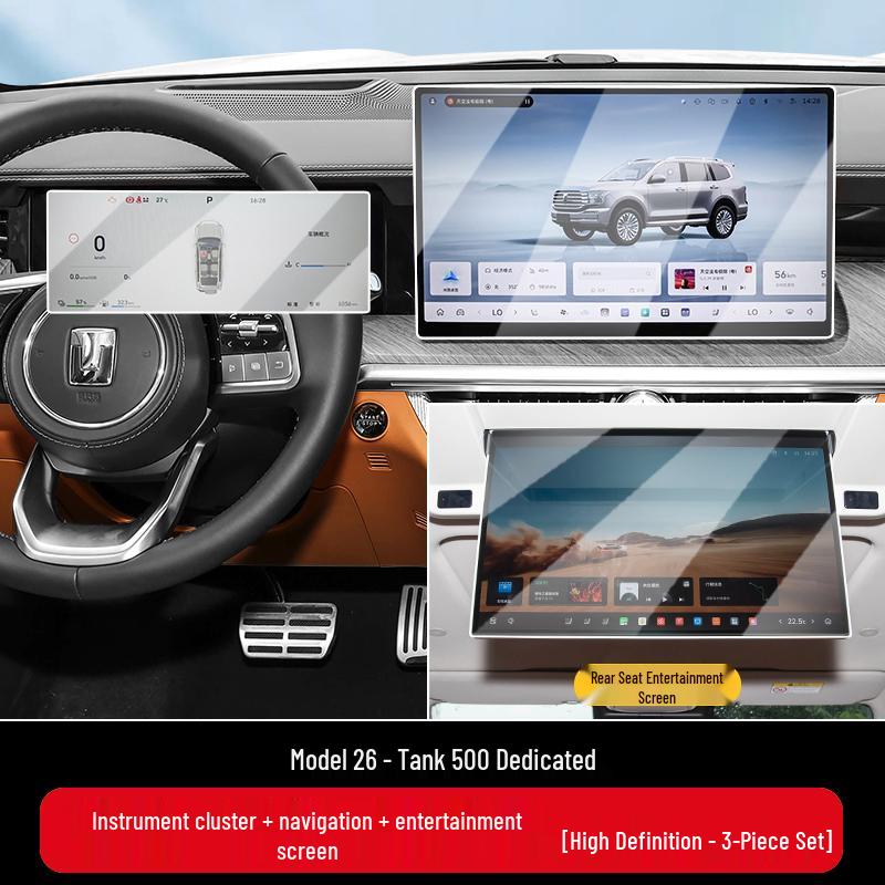 Tempered Screen Protector for 26 Tank 500 HI4Z/HI4T Models - Central Control Navigation Car Interior Decor