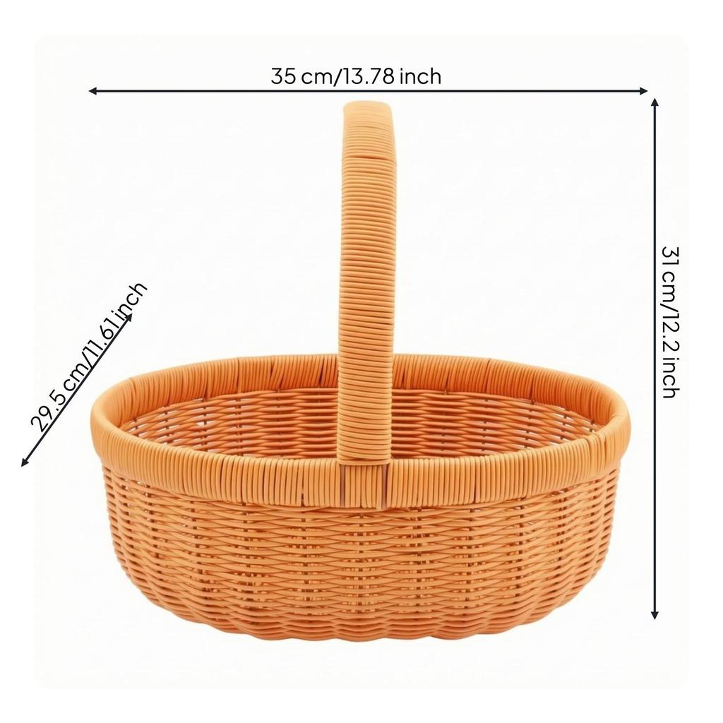 Woven Basket with Handle | Decorative, Oval Shopping Basket, Portable, for