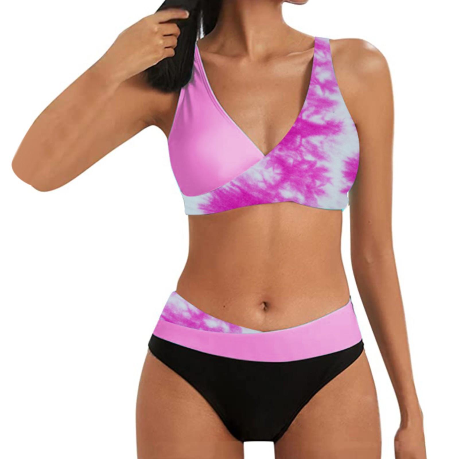 

Женская мода сплит бикини с принтом тай-дай сексуальный с бюстгальтером без стального бюстгальтера купальник L