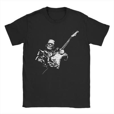 Frankenstein Guitar Player Pure Cotton T-Shirt For Men Beach  Awesome T-Shirts Hip Hop Tee Shirt Big Size Wholesale Clothing