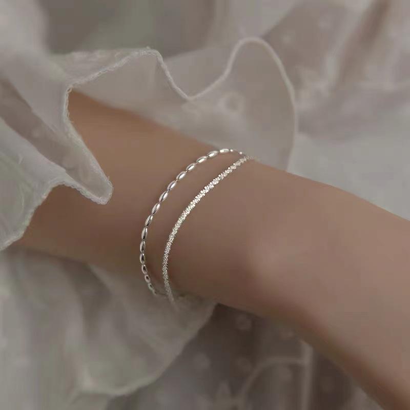 S925 Sterling Silver Double Layer Starry Bean Bracelet - Rippling Korean Style Women s Jewelry