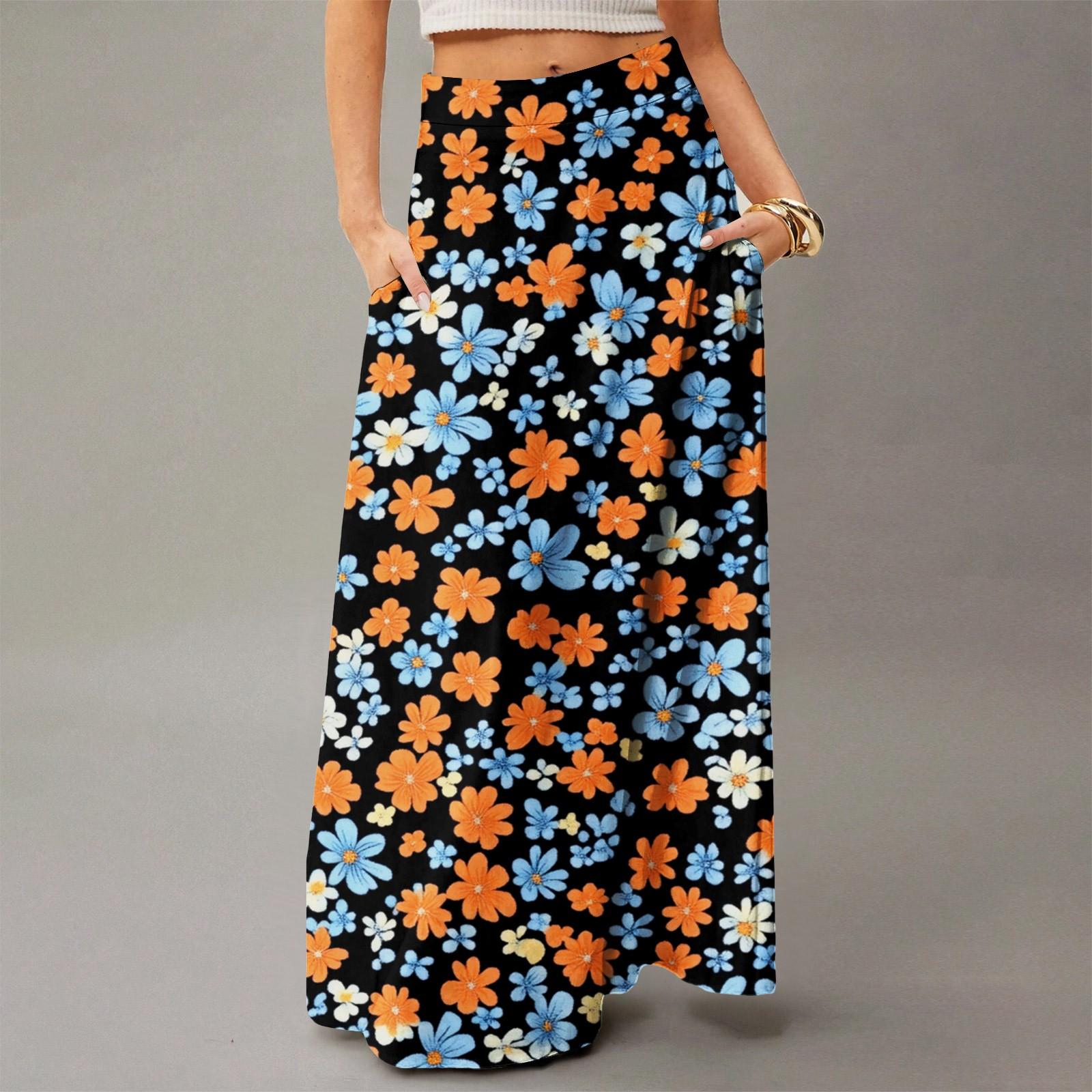 

Женское струящееся платье макси, обычная повседневная летняя юбка в стиле бохо M