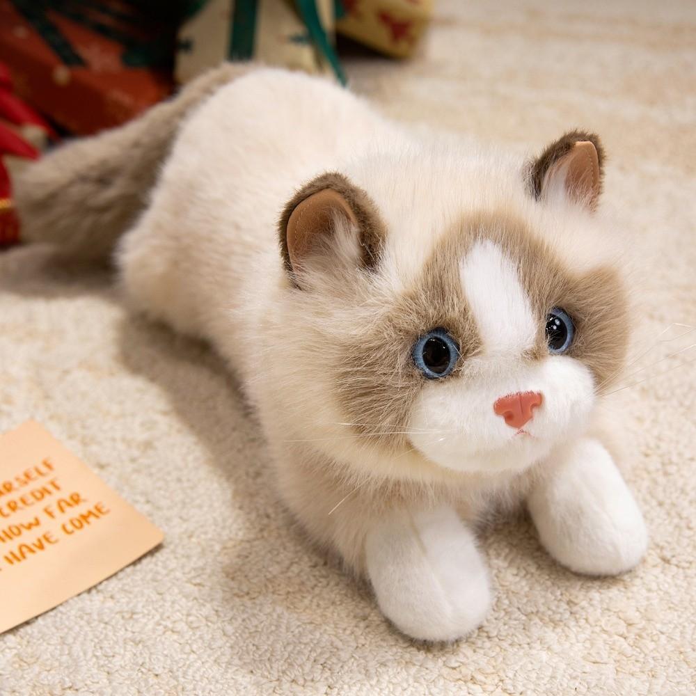 Fluffy Ragdoll Cat Plush Doll Voiced Simulated Kitten Model New Realistic Cat Doll  Kids