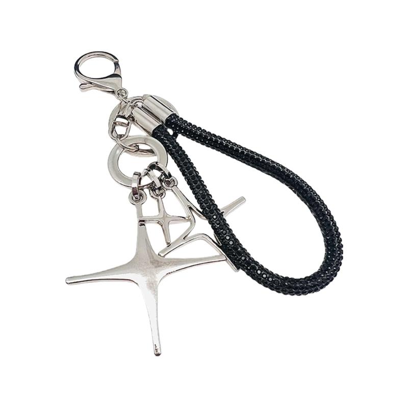 

Practical Star Keychain Accessory Craft from Sturdy Alloy and Rope Suitable for Bags Ornament and Gifts Giving чорний