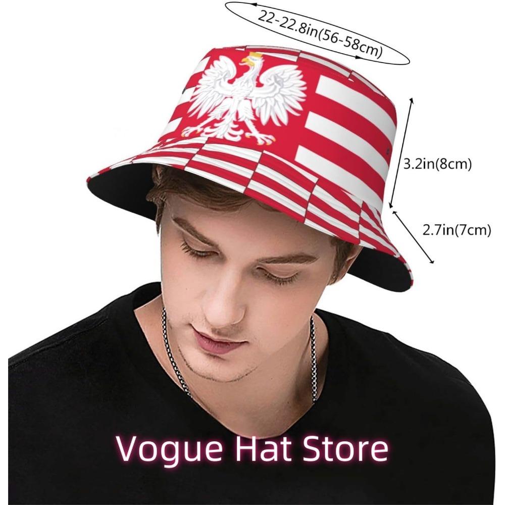 Sombrero de Cubo Bandera de Polonia Vintage para Mujeres Hombres Unisex Gorra de Sol Plegable para Exteriores Sombrero de Pescador Polaco Ropa para la Cabeza