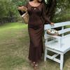 Pure Desire Sexy Style V-neck Long-sleeved Early Autumn New Spice Girl Slim and Thin Temperament A-word Dress