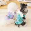 Plaid Dog T-Shirt Stylish Summer Pet Shirt with Leash Ring Washable Breathable Dog Tee Shirt for Small Dogs Puppies