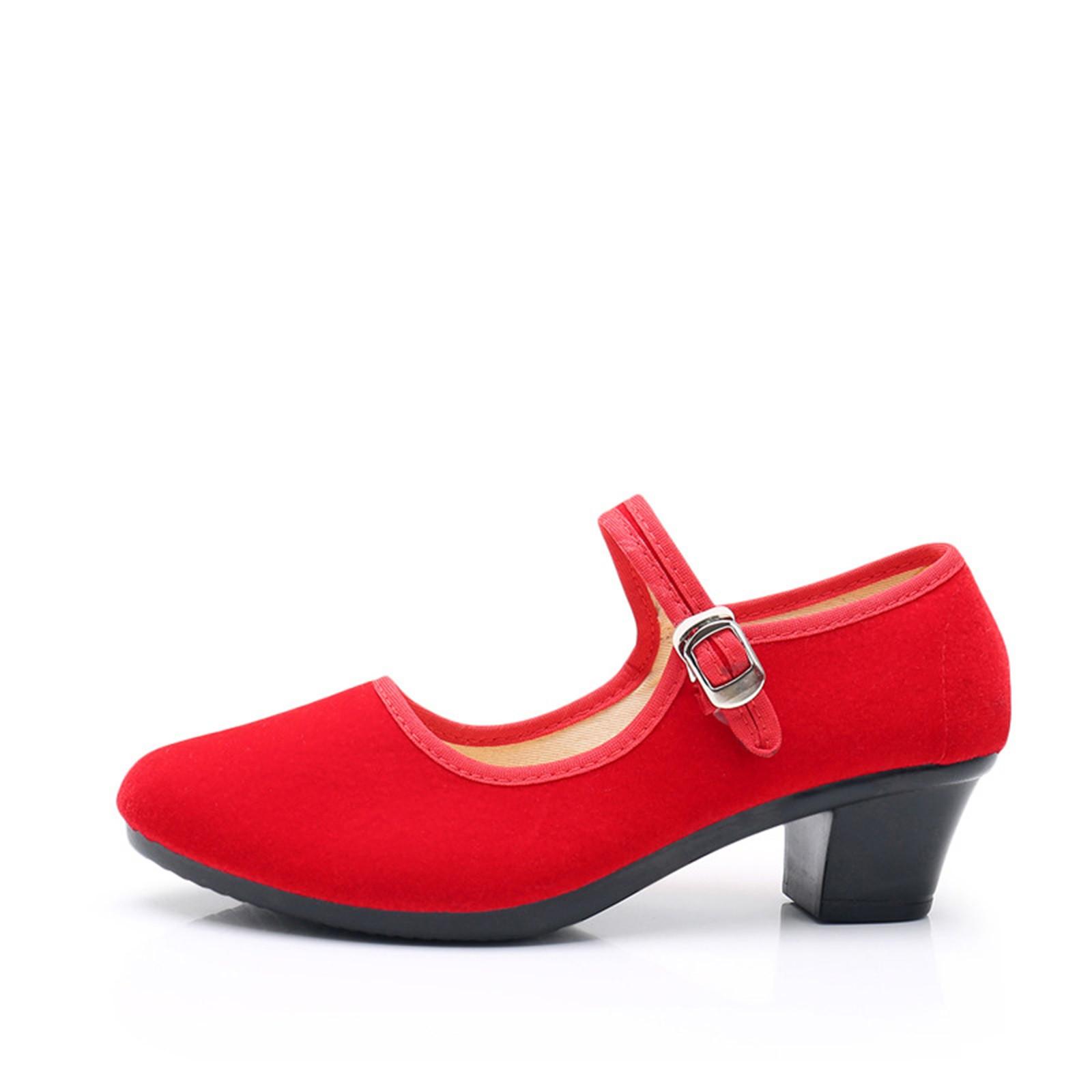 Women s Ladies Flock Square Heel Roman Career Casual Shoes Sandals 39 красный 1260₽