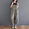 2025 Spring/Summer Women's Plus Size Printed Denim Overalls - New Literary Collection
