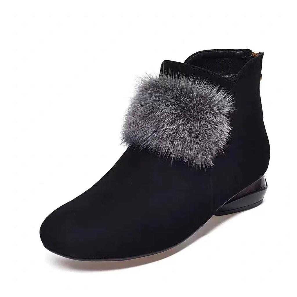 Women Boots Women's Winter Boots For Snow Slip On Ankle Boots With Fur Winter Shoes Women Keep Warm Short Boot Black
