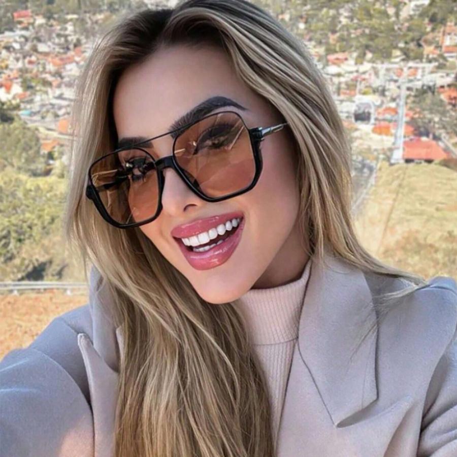 New Retro Double Bridges Half-frame Square Sunglasses Women Fashion Outdoor Brand Design Shades Sun Glasses Men UV400