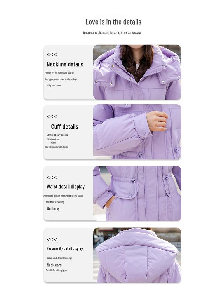 2025 Women's Mid-Length Six-Color Slimming Down Jacket: Thickened Warm Winter Outerwear with Big Pockets