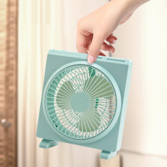 Square Desk Fan USB Rechargeable Low Noise Strong Wind Personal Fan Home Office Travel Outdoor Portable Electric Cooling Fan