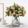 5 Forks 11 Heads Artificial Flowers Silk Roses Bouquet for Home Decor Outdoor Garden Eucalyptus Leaves Fake Plants Wedding Party