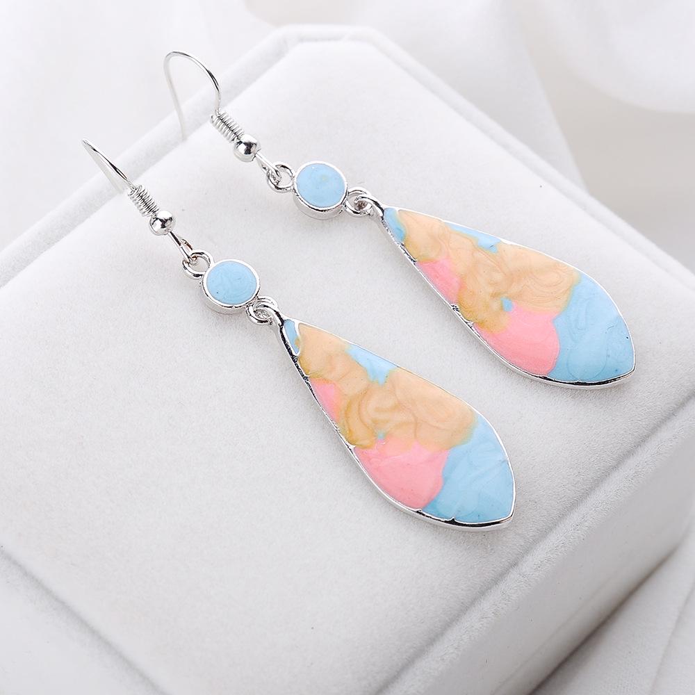 European and American New Colorful Drip Oil Water Drop Stud Earrings