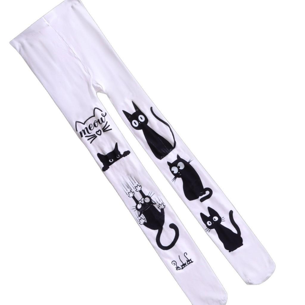 Calze in Seta con Fantasia Gatto in Velluto e Effetto Modellante Elasticizzato per Appassionati di Moda Giovanile