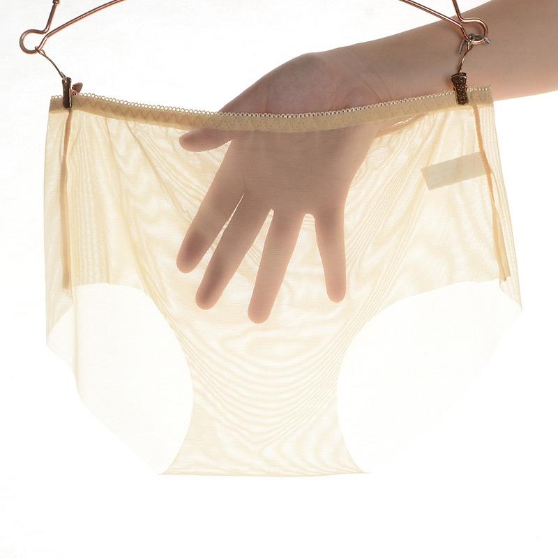 Female Transparent Underwear Low Waist Underwear Seamless Mesh Plus Size Triangle Underwear