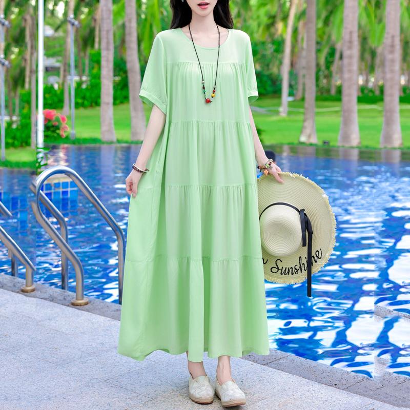 Elegant Long Dresses Summer Clothes Short Sleeve Casual Loose Women Dress