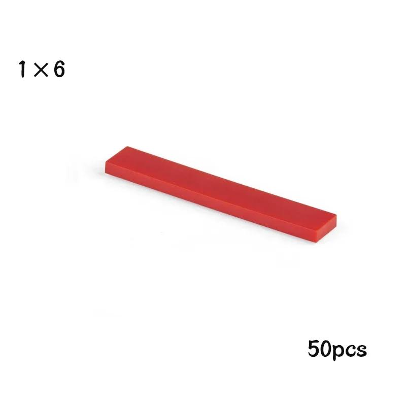 50pcs Bulk Building Blocks Smooth 1x6 Figure Bricks 11 Colors Educational Creative Toys for Children Size Compatible With 6636