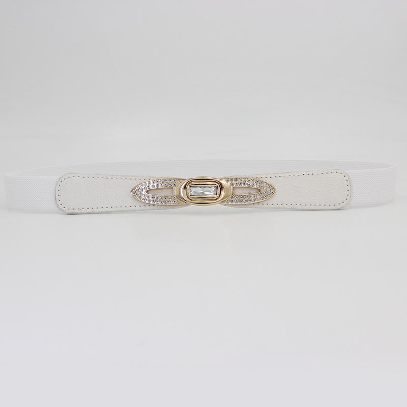 

Женский бант пара пряжка тонкий пояс-кушак стразы декоративный пояс для платья талии эластичный эластичный ремень белый